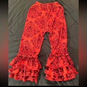 Stylish Red Ruffle Kids Leggings